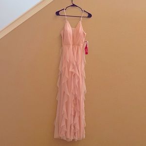 A gorgeous long flowing pink dress